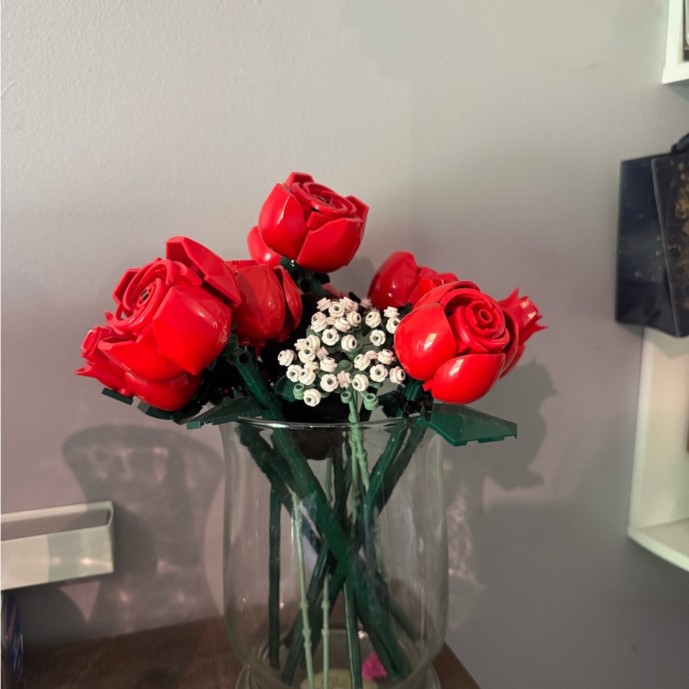 Red Rose and White Flower Decorative Arrangement